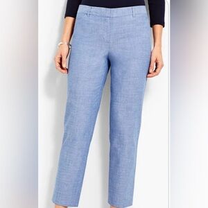 Talbots chambray blue linen ankle pant 0P
